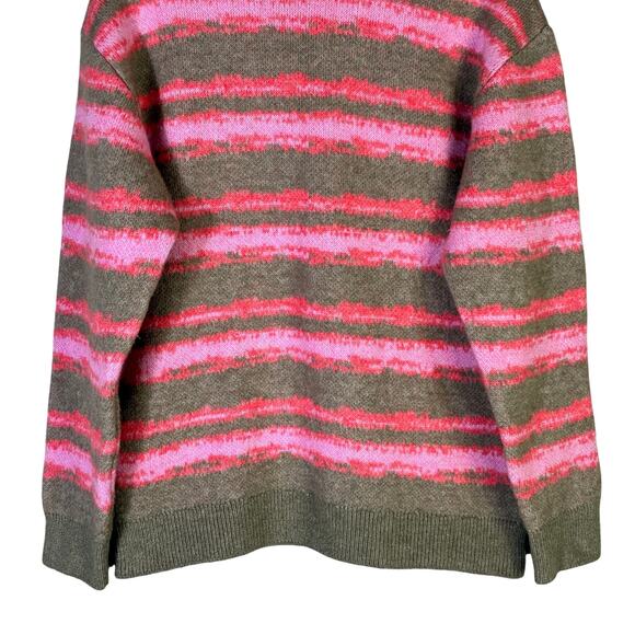 Zara Striped Knit Oversized Sweater Womens M Brown Pink Cozy Indie Retro Y2K - Picture 4 of 7